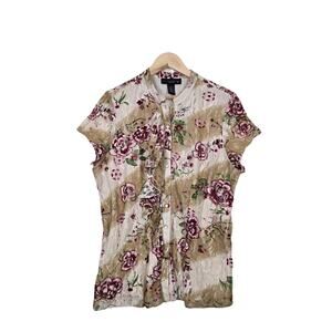 VTG Venezia Lace Top 18/20 Ivory Multi Button Front Flutter Sleeve Fairy Boho